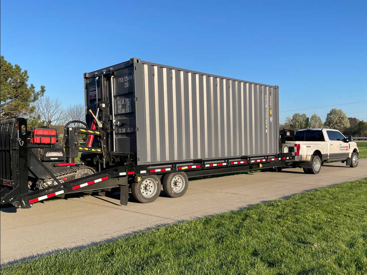 hauling container and mule
