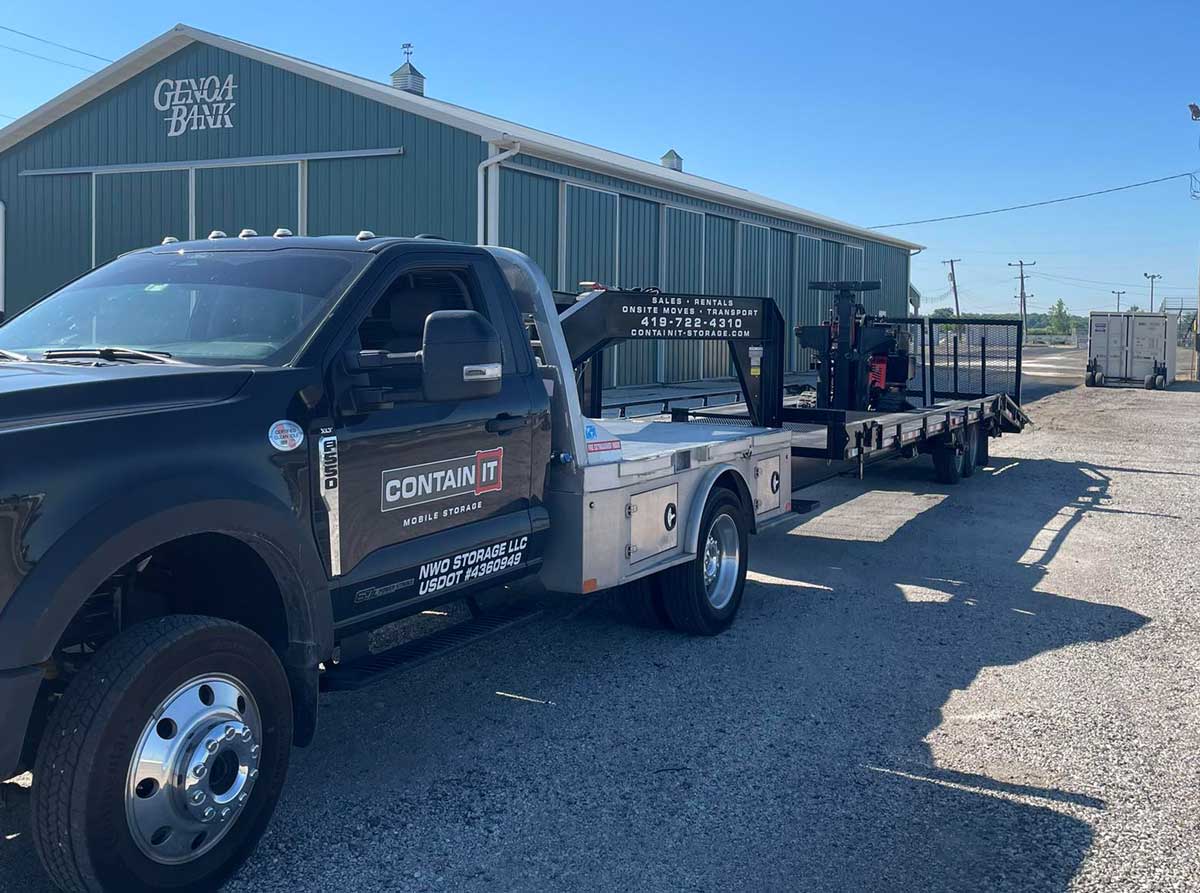 hauling mule to relocate shipping container